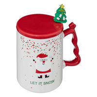 WEIHNACHTSTASSE mit Löffel und Deckel 350 ml - Weiß, Keramik (8/10.7/8cm) - Atmosphera Createur d´interieur
