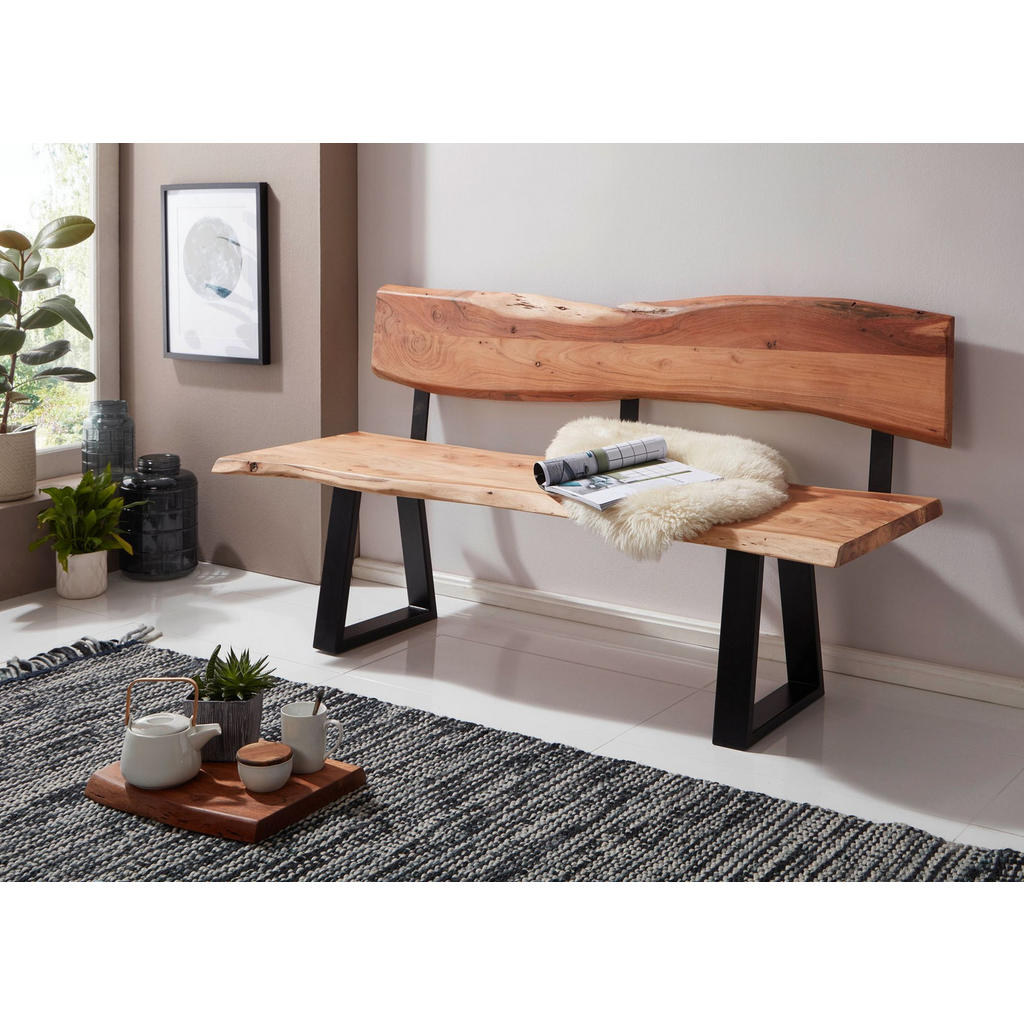 Thumbnail - Kadima Design Esszimmerbank, Beige, Holz, Echtholz,Akazie, Kufe, 180x84x60 cm, Esszimmer, Bänke, Sitzbänke