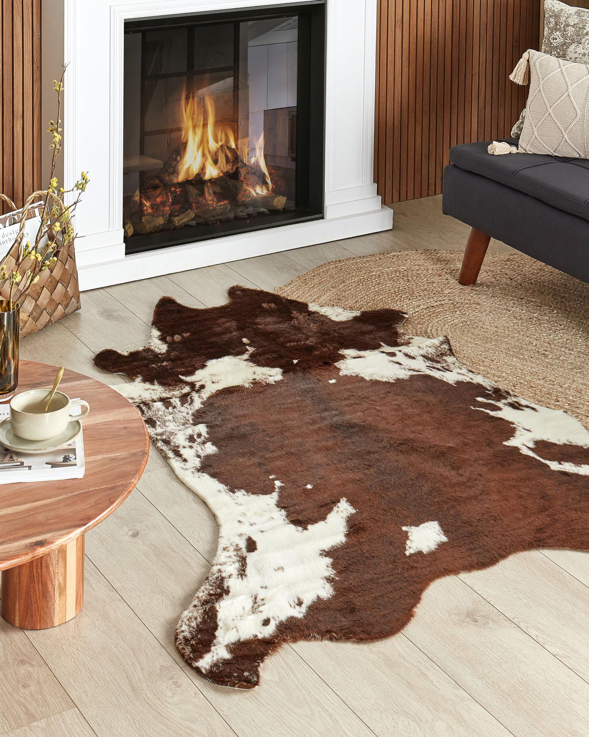 KUNSTFELL-TEPPICH Bogong 170/130 cm - Dunkelbraun/Braun, Kunststoff (130/170cm) - Beliani