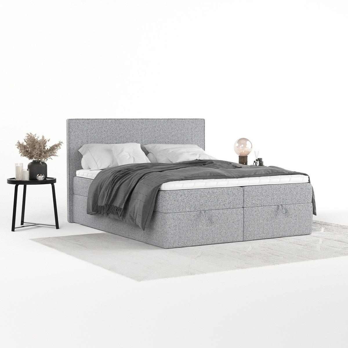 BOXBETT Velma 140/200 cm Grau im Riva Stoff - Schwarz/Grau, Holz/Holzwerkstoff (140/200cm) - AltaBeds