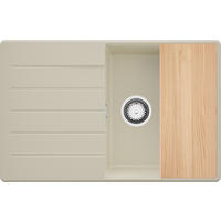 SPÜLBECKEN Kopenhagen, 2-er set Beige 78/50 cm 1 Becken + Ablauf-Set + Schneidebrett ab 50er Unterschrank - Chromfarben/Beige, Kunststoff (78/20/50cm) - Primagran