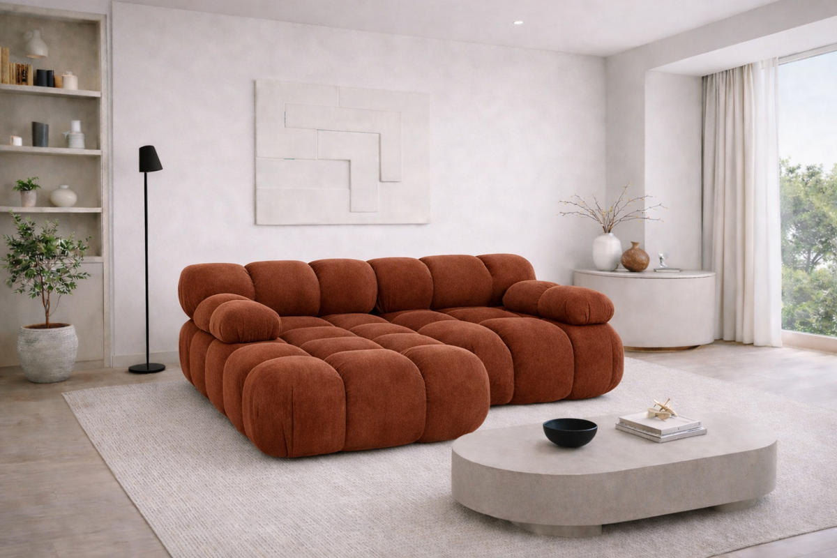 ECKSOFA L-form Mini Modular, Veloursstoff Salvador, Braun, Links, Selia - Braun, Holz (190/160cm) - Kaiser Möbel