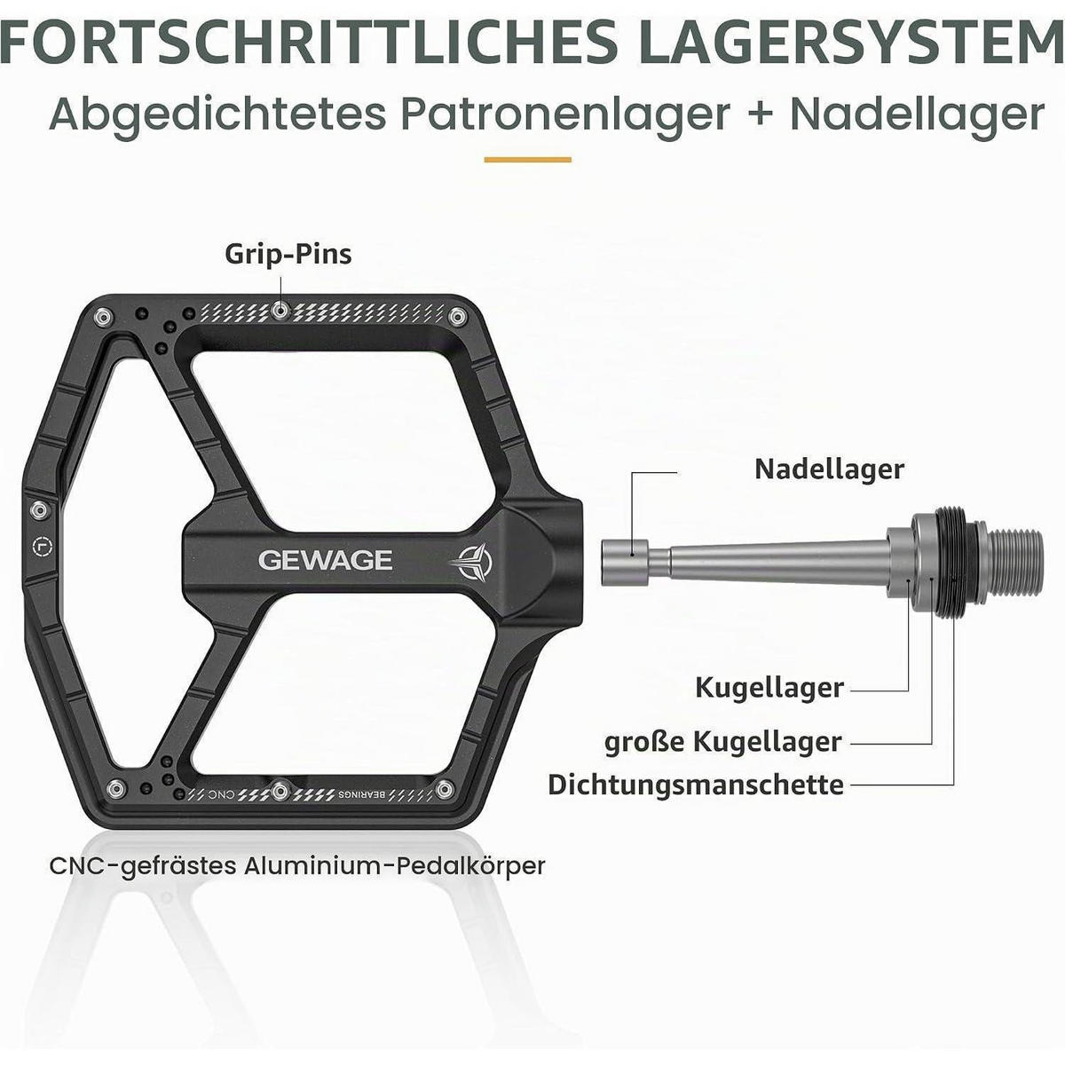 FAHRRADPEDALE CNC-Aluminium ultraflach mit 14 Anti-Rutsch-Pins Schwarz - Schwarz, Metall (11/1.5/12cm)