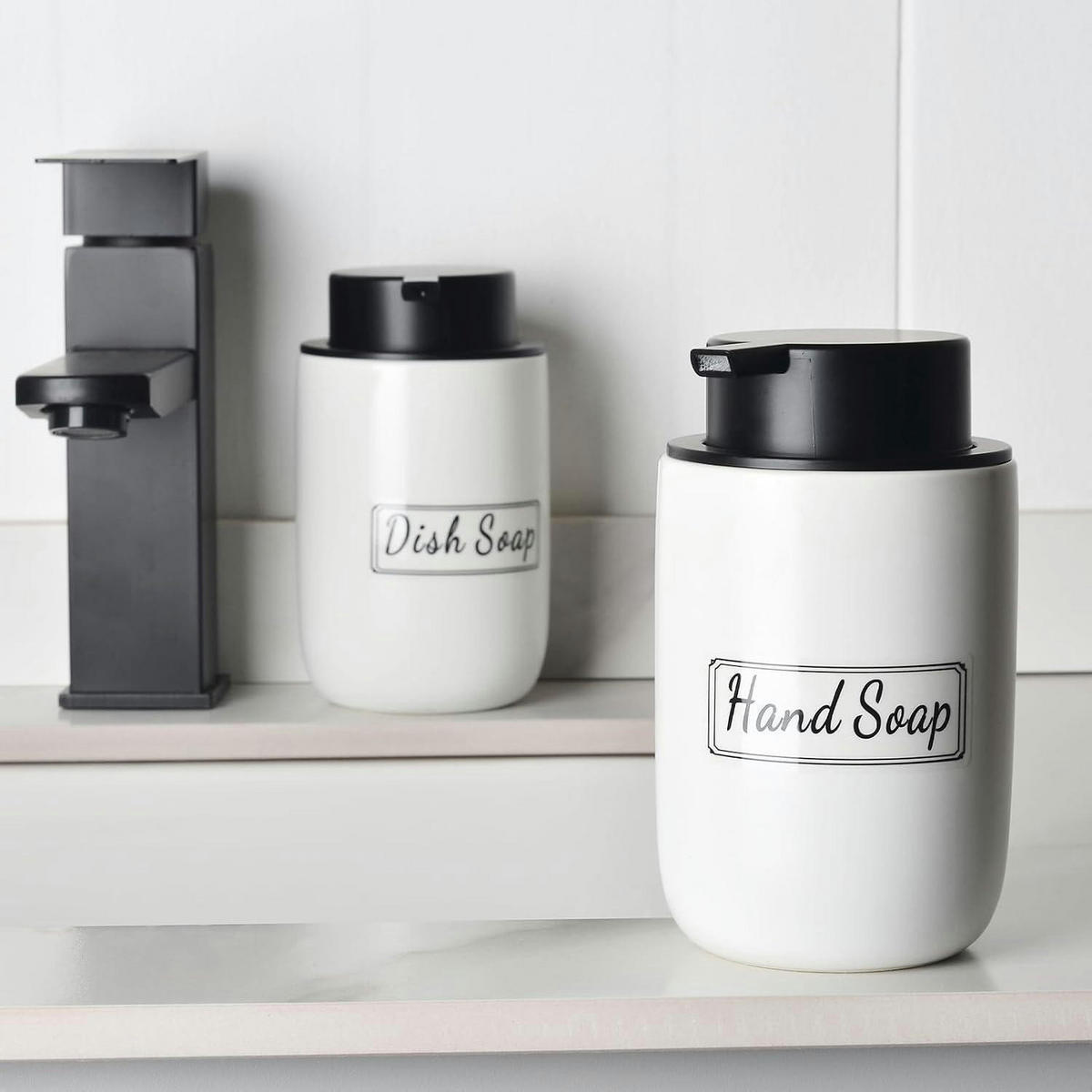 SEIFENSPENDER Keramik Weiß 350 ml - Weiß, Keramik (8/14/8cm)