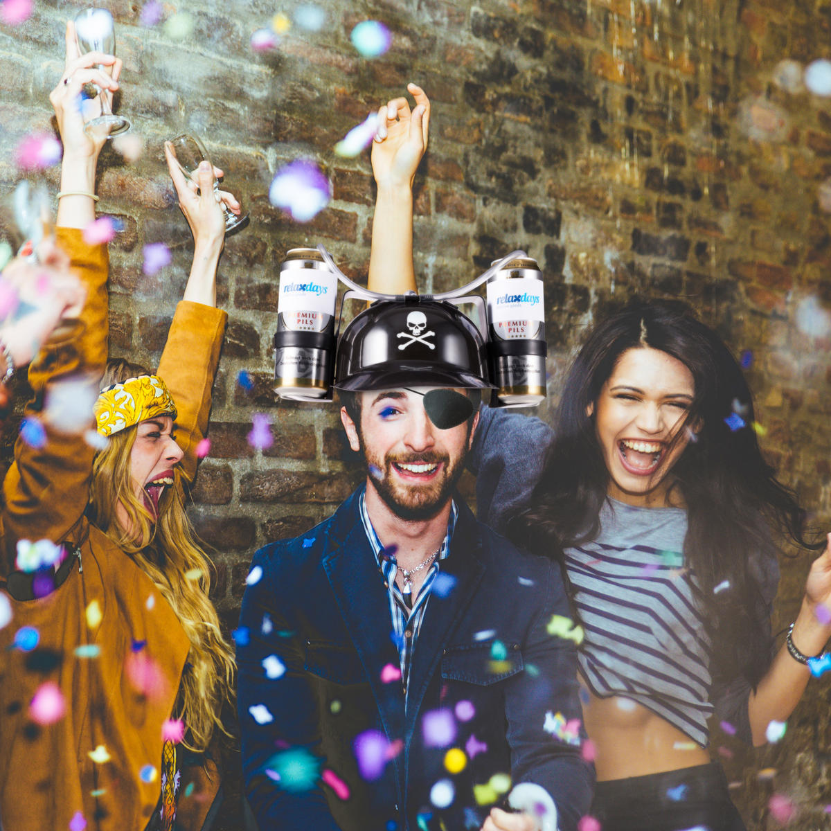 TRINKHELM Pirat - Schwarz, Kunststoff (32/13/28cm) - Relaxdays