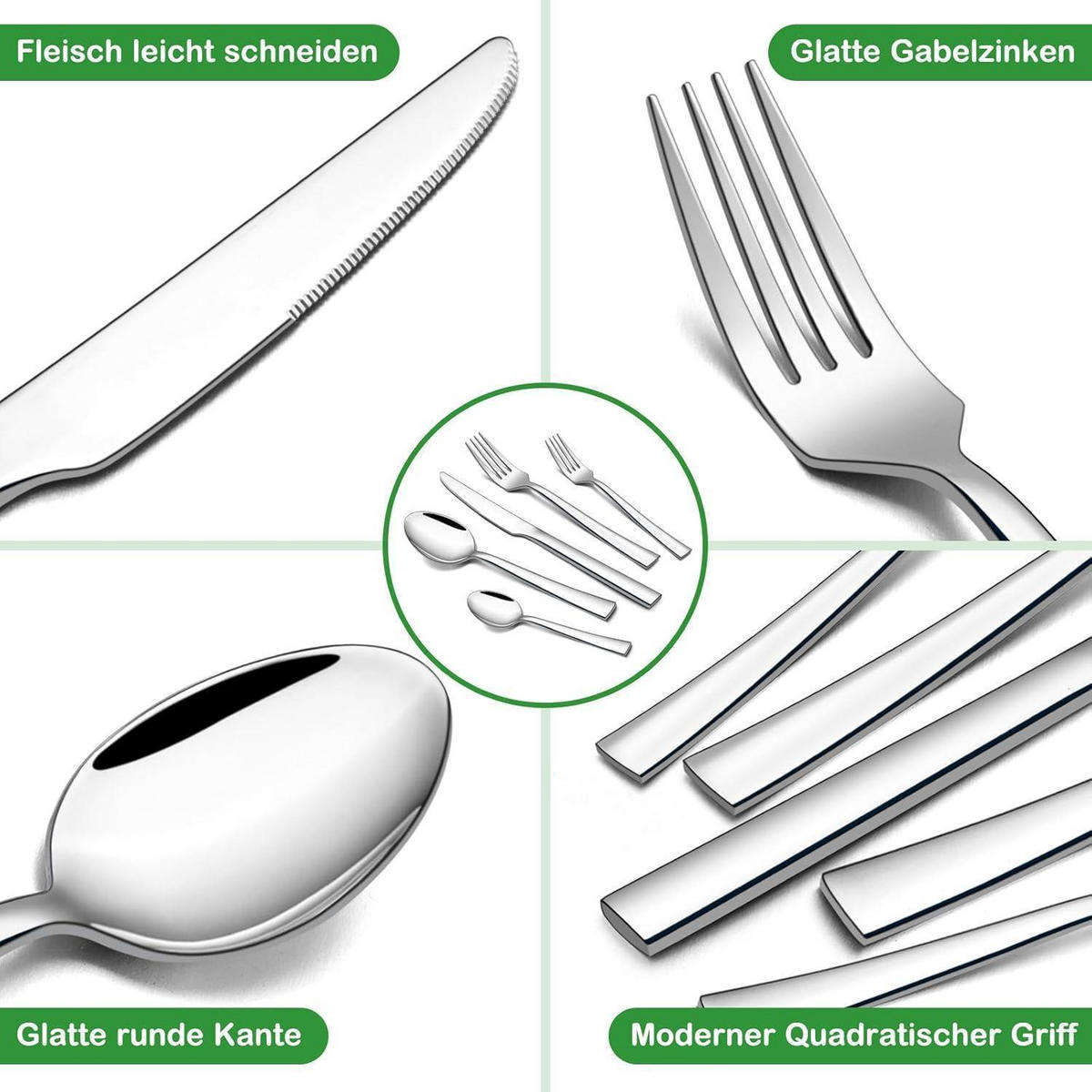 BESTECKSET 30-teilig Edelstahl poliert für 6 Personen - Silberfarben, Metall