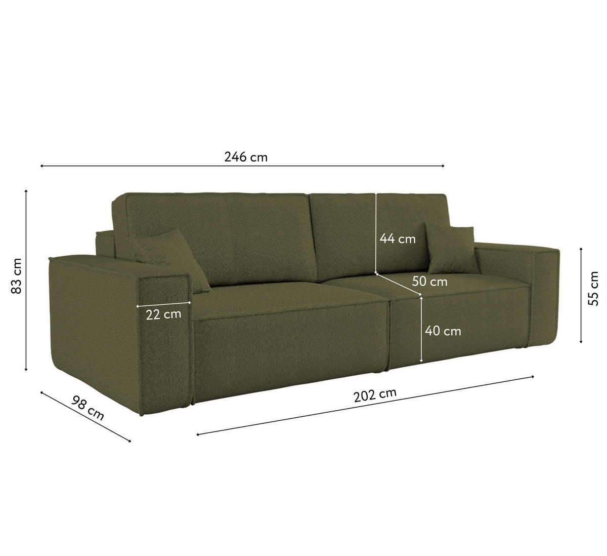 SCHLAFSOFA BEST mit Bettkasten Stoff Quelle Olive - Olivgrün, Holz/Textil (246/83/98cm) - Kaiser Möbel