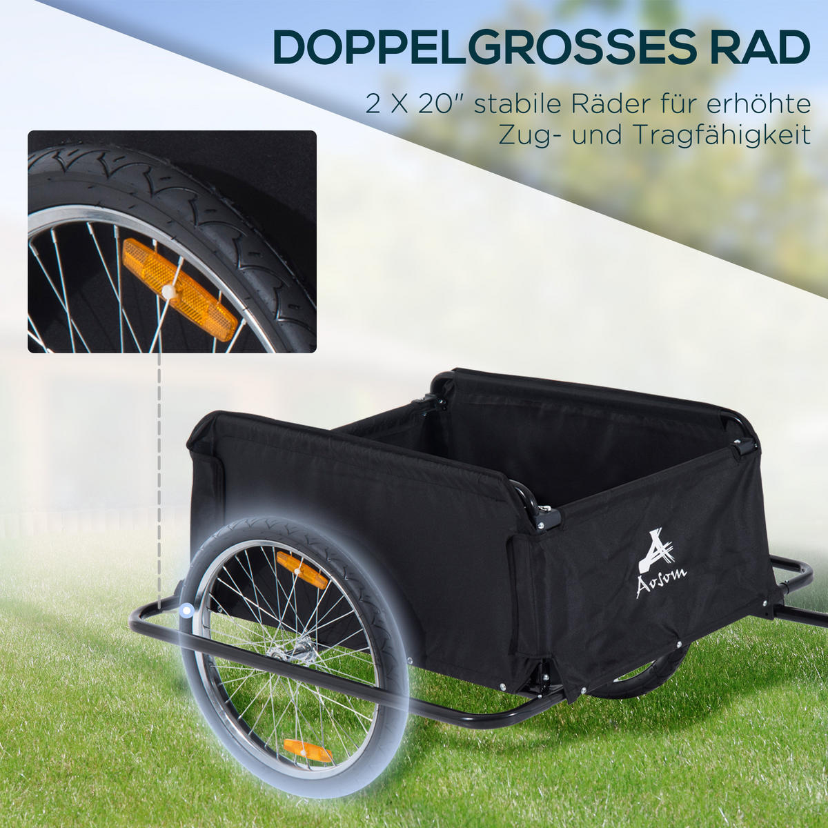 FAHRRADANHÄNGER, Stahlrohr, Schwarz, 140L x 88B x 60H cm - Schwarz, Metall (61/38/845cm) - HOMCOM