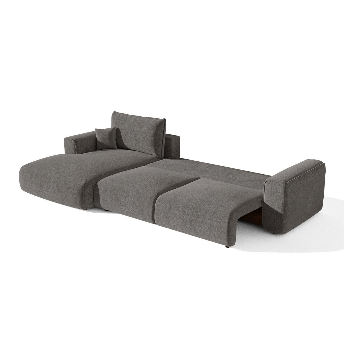 LINKSECK-SCHLAFSOFA mit Stauraum COMO Bouclé-Stoff Graphitgrau 297cm - Dunkelgrau/Graphitfarben, Textil (297/167cm) - Premium Interiors