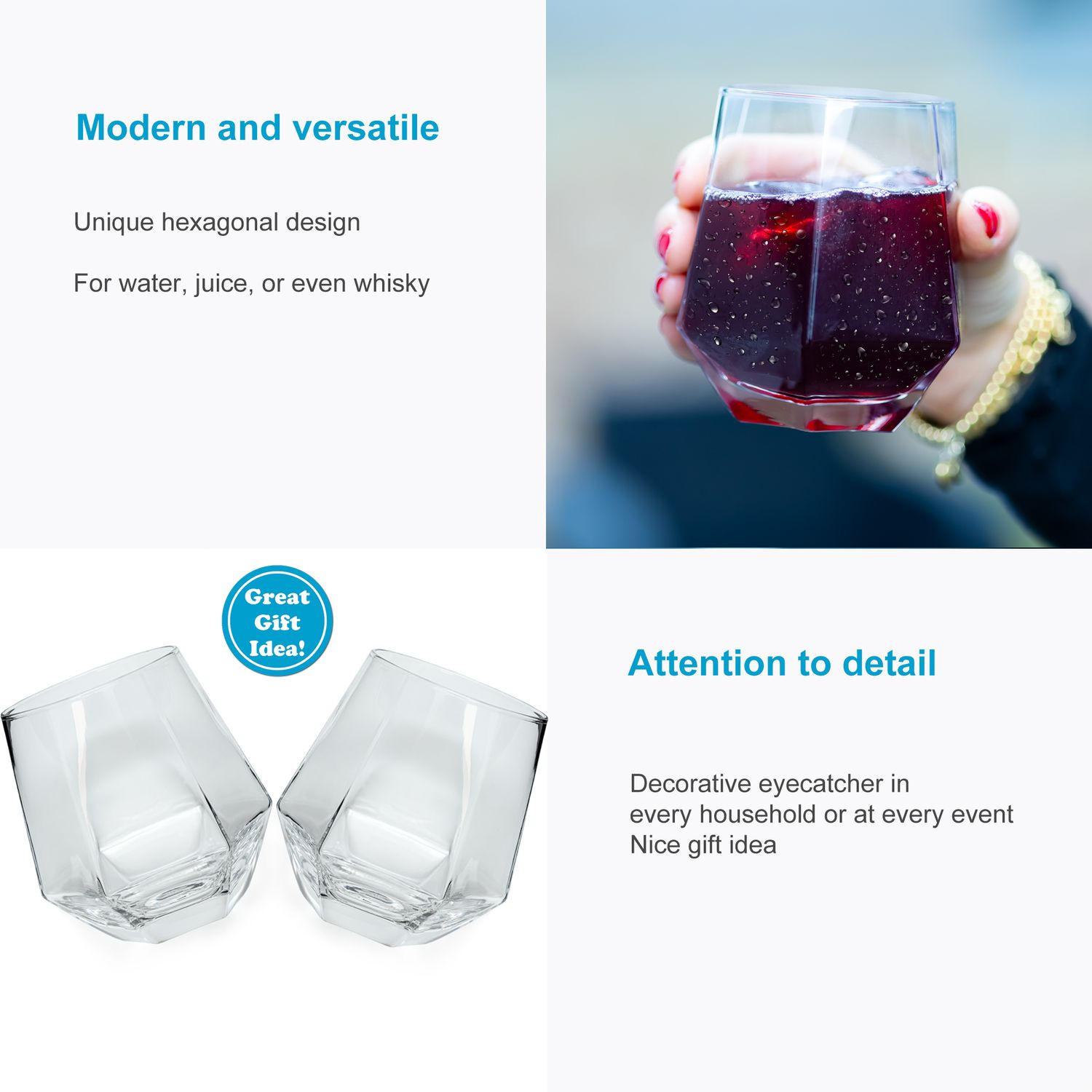 Thumbnail - Intirilife Trinkglas, Transparent, Glas, 0.24 L, leicht zu reinigen, Essen & Trinken, Gläser, Gläser-Sets