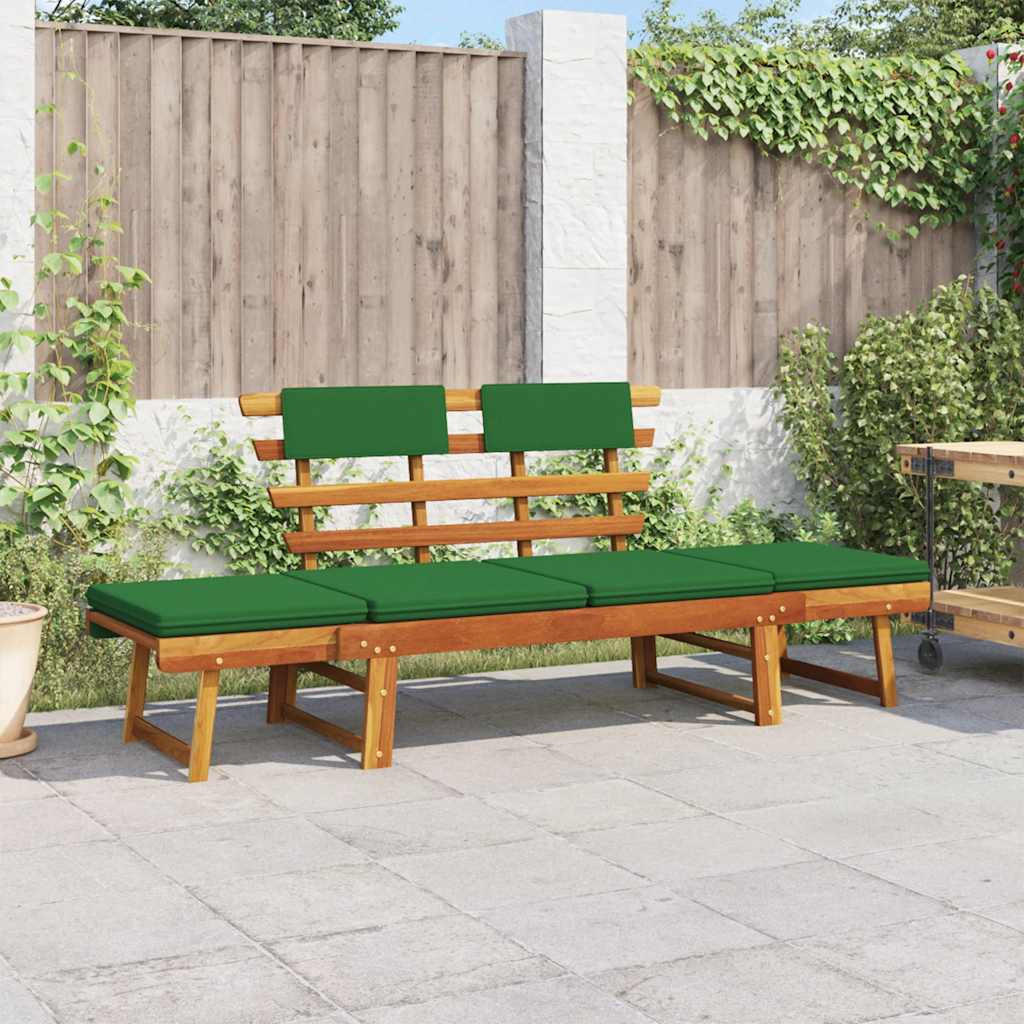 GARTENBANK mit Auflagen 2-in-1 190 cm Massivholz Akazie - Grün, Holz (190/74/68cm) - furnicato