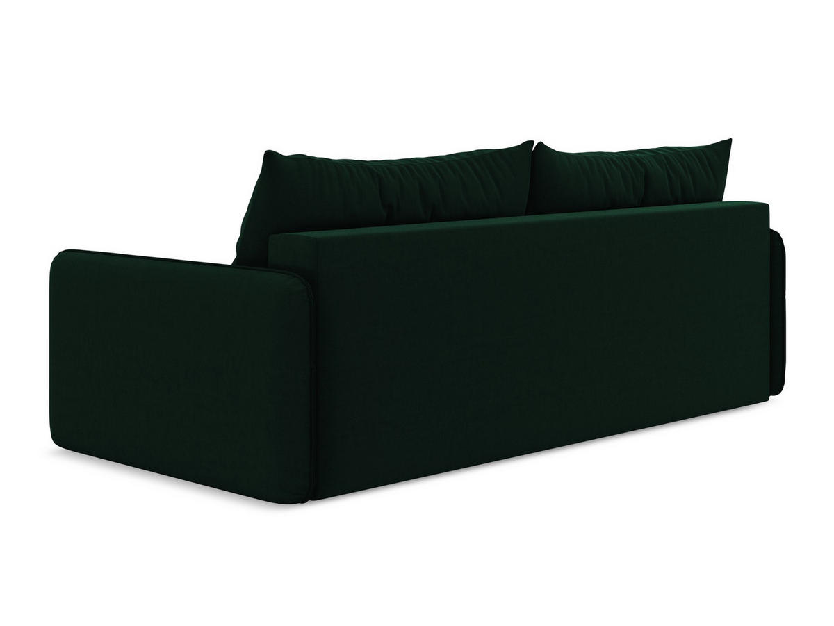 3-SITZER SOFA mit Schlaffunktion Samt Stoff Grün - Dunkelgrün/Schwarz, Kunststoff/Textil (216/86/105cm) - Makamii