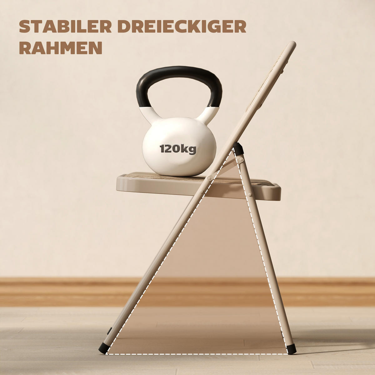 KLAPPSTÜHLE 2ER-SET aus Polyester Stahl Beige - Beige, Textil/Metall (45/78/46cm) - HOMCOM