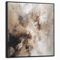 LEINWAND Bilder mit Rahmen - Farbe - Abstrakt - Beige - Kunst - 90x90 - Greige, Textil (90/90cm) - MuchoWow