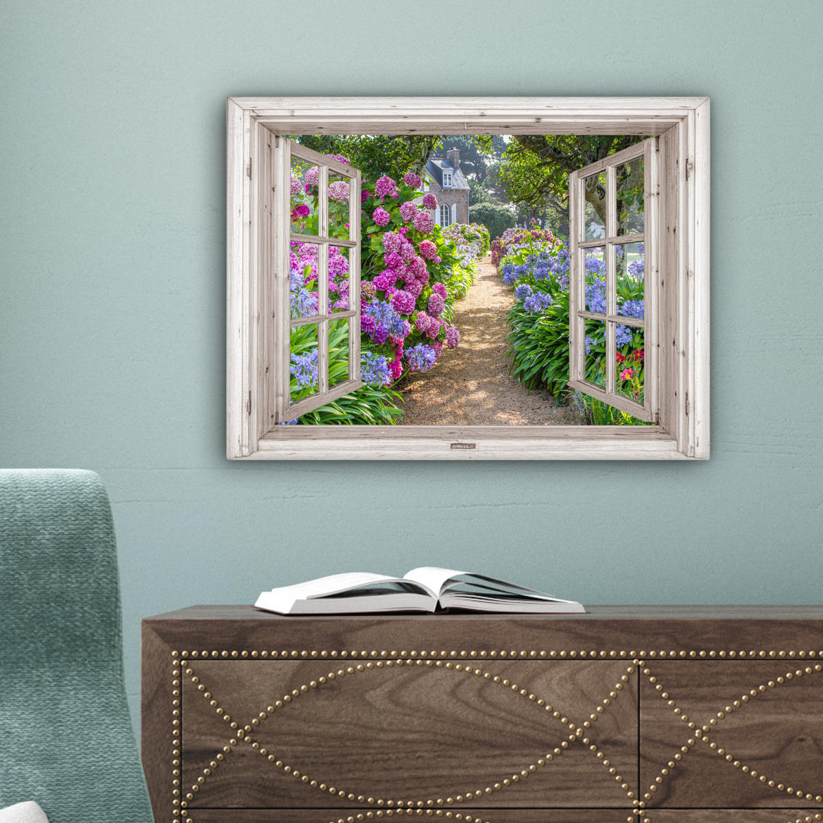 LEINWANDBILD Hortensie - Durchsichtig - Blumen - Sommer - Lila - Weg 40x30 cm - Lila, Textil (40/30cm) - MuchoWow