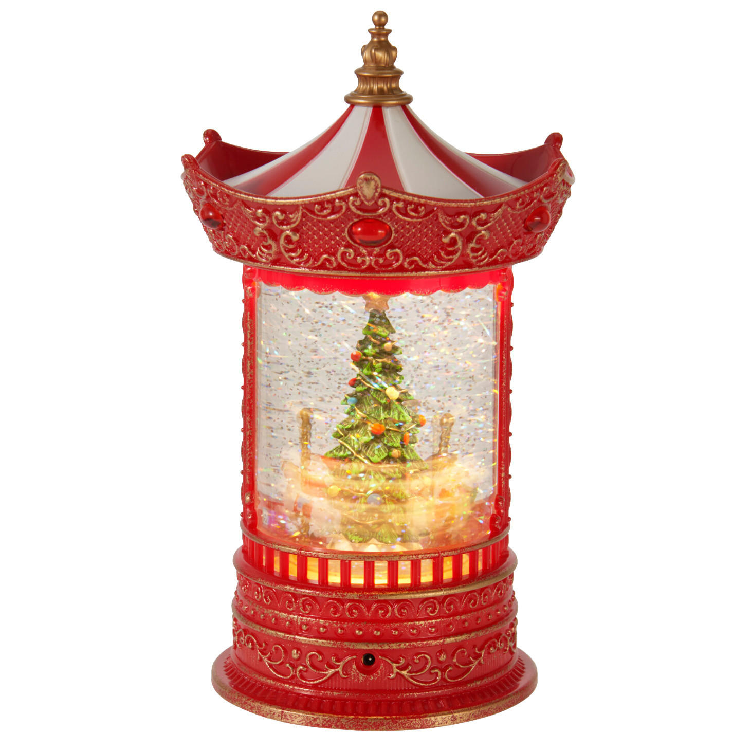 WEIHNACHTSSCHAUKEL mit Wasser und Glitzer 15,5/15,5/26 cm - Rot, Kunststoff (15.5/26/15.5cm) - Home Styling Collection