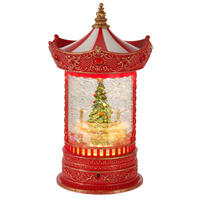 WEIHNACHTSSCHAUKEL mit Wasser und Glitzer 15,5/15,5/26 cm - Rot, Kunststoff (15.5/26/15.5cm) - Home Styling Collection