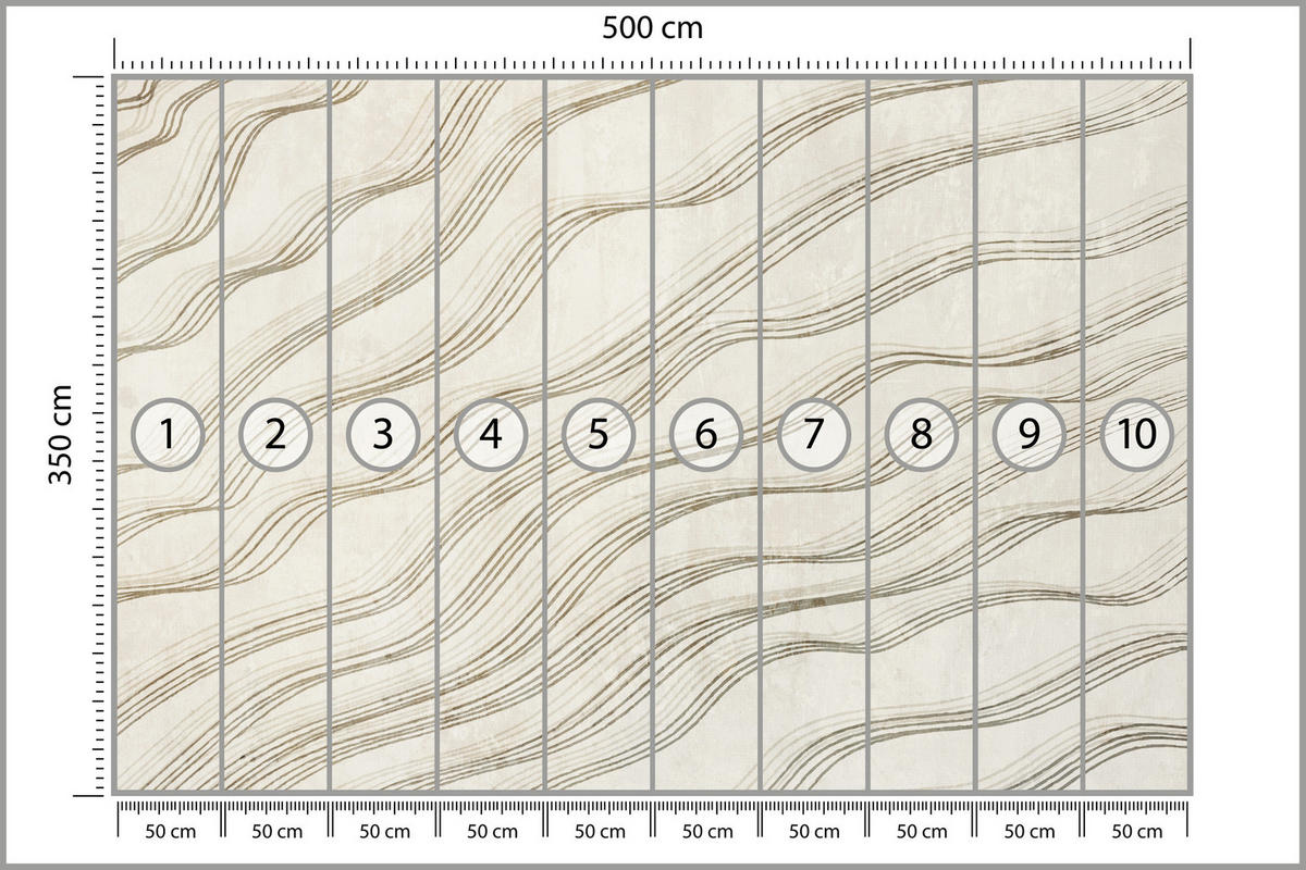 FOTOTAPETE für Wohnzimmer Beige Wellen Abstraktion 500x350 - Beige, Papier (500/350cm) - Muralo