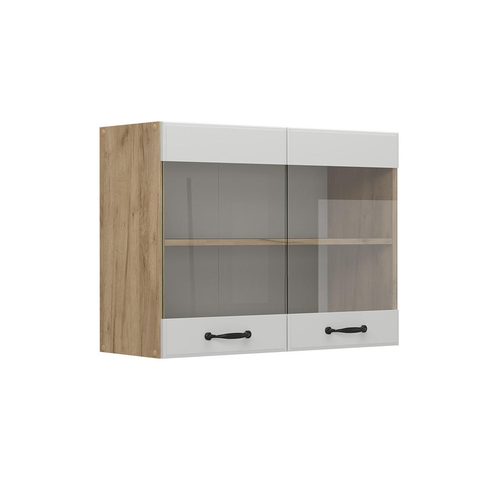 KÖKSGLASSKÅP R-Line Vitt hus på landet 80 cm Vit, Honungsek 60/80/31 cm
