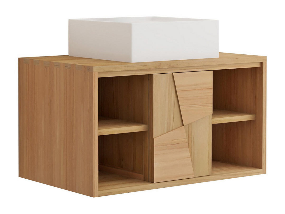 EINZELWASCHTISCH - 80 cm x 50 cm - Holz, Platte - Naturfarben Hell - SUMBAWA - Naturfarben, Holz (80/45/50cm) - Vente-Unique
