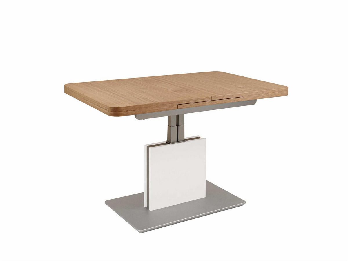 COUCHTISCH höhenverstellbar ausziehbar Con 110x57x70 Wildeiche Bianco - Wildeiche/Weiß, Holzwerkstoff (110/70/70cm) - 58aufmkessel