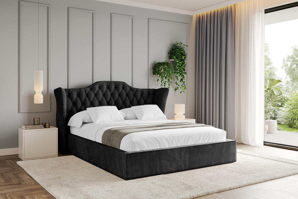 POLSTERBETT mit Bettkasten und Lattenrost, Boxbett ohne Matratze - ZORAN 180x200 Schwarz - Schwarz, Holzwerkstoff/Textil (180/200cm) - ALTDECOR