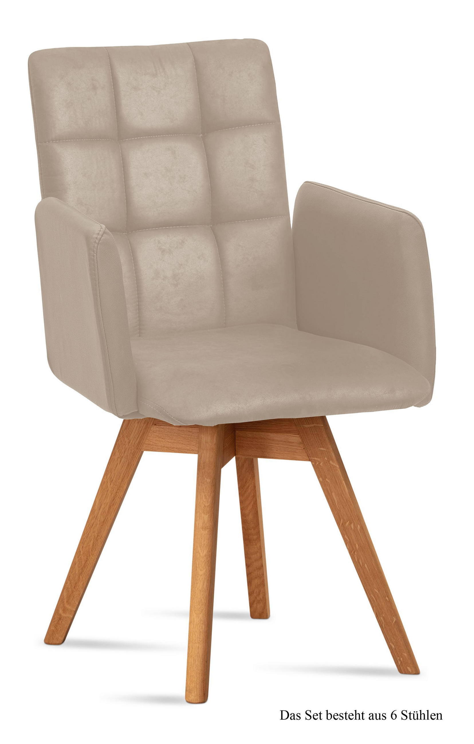 ARMLEHNSTUHL drehbar (6er-Set) Dorie 52x91x60 Eiche geölt/Natur - Eichefarben/Naturfarben, Kunststoff (60/91/52cm) - 58aufmkessel