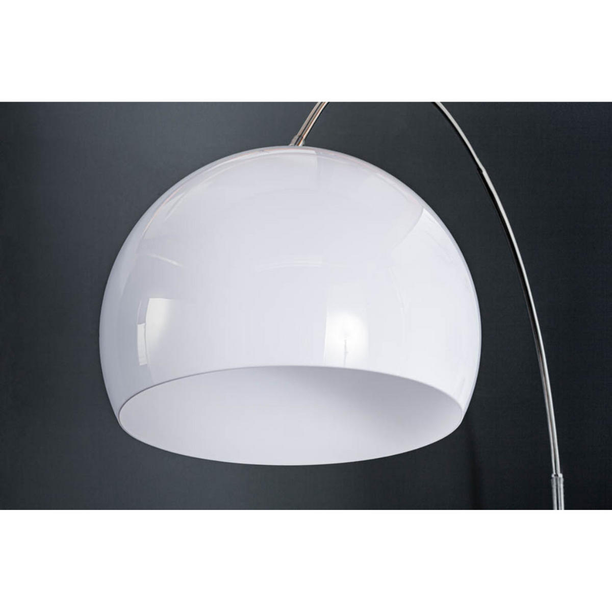 BOGENLAMPE LOUNGE DEAL Marmor Weiß 175-205 cm - Silberfarben/Weiß, Kunststoff/Stein (40/150/175cm) - riess-ambiente