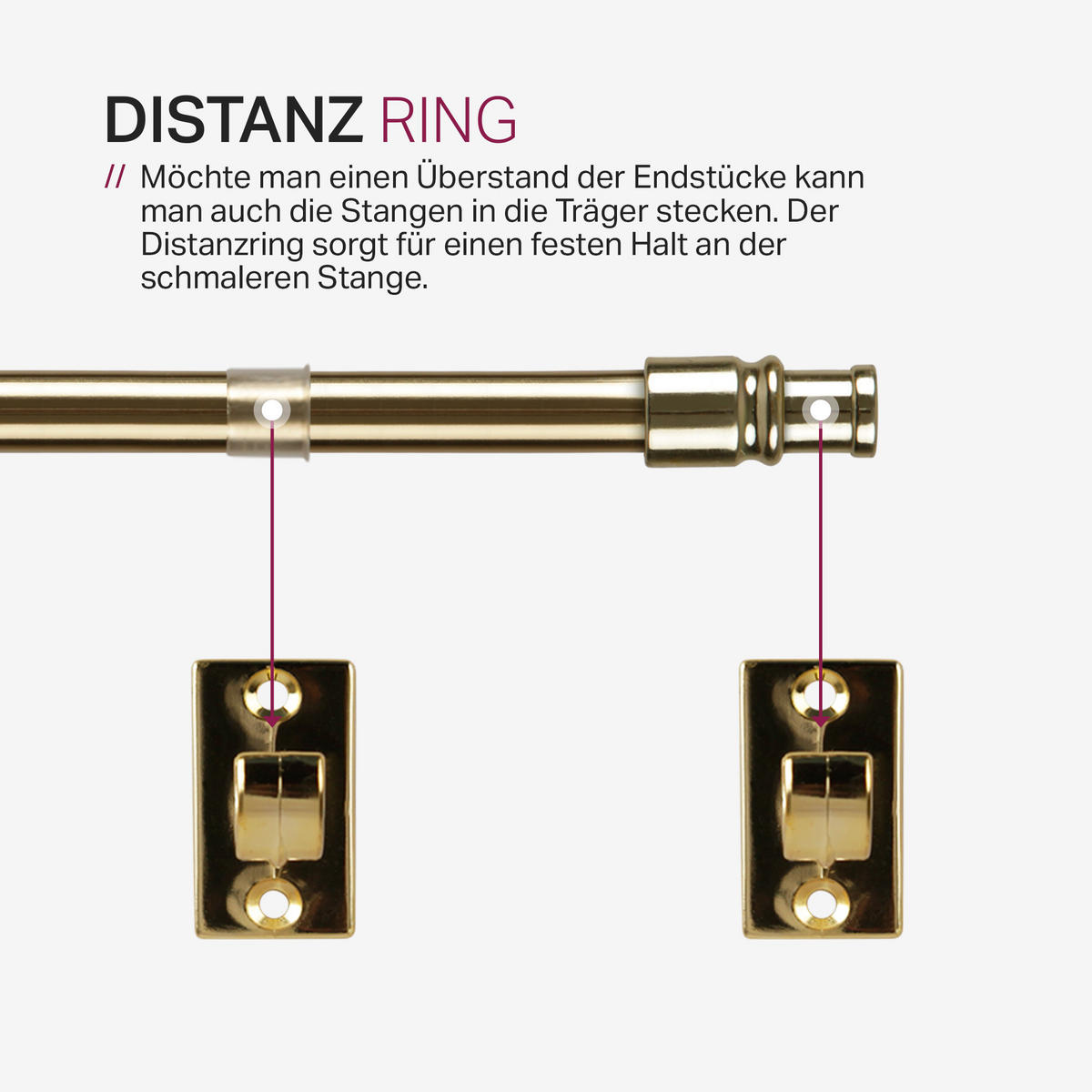 GARDINENSTANGE Gold messing 75-125 cm - Goldfarben, Metall (75cm) - Bestlivings
