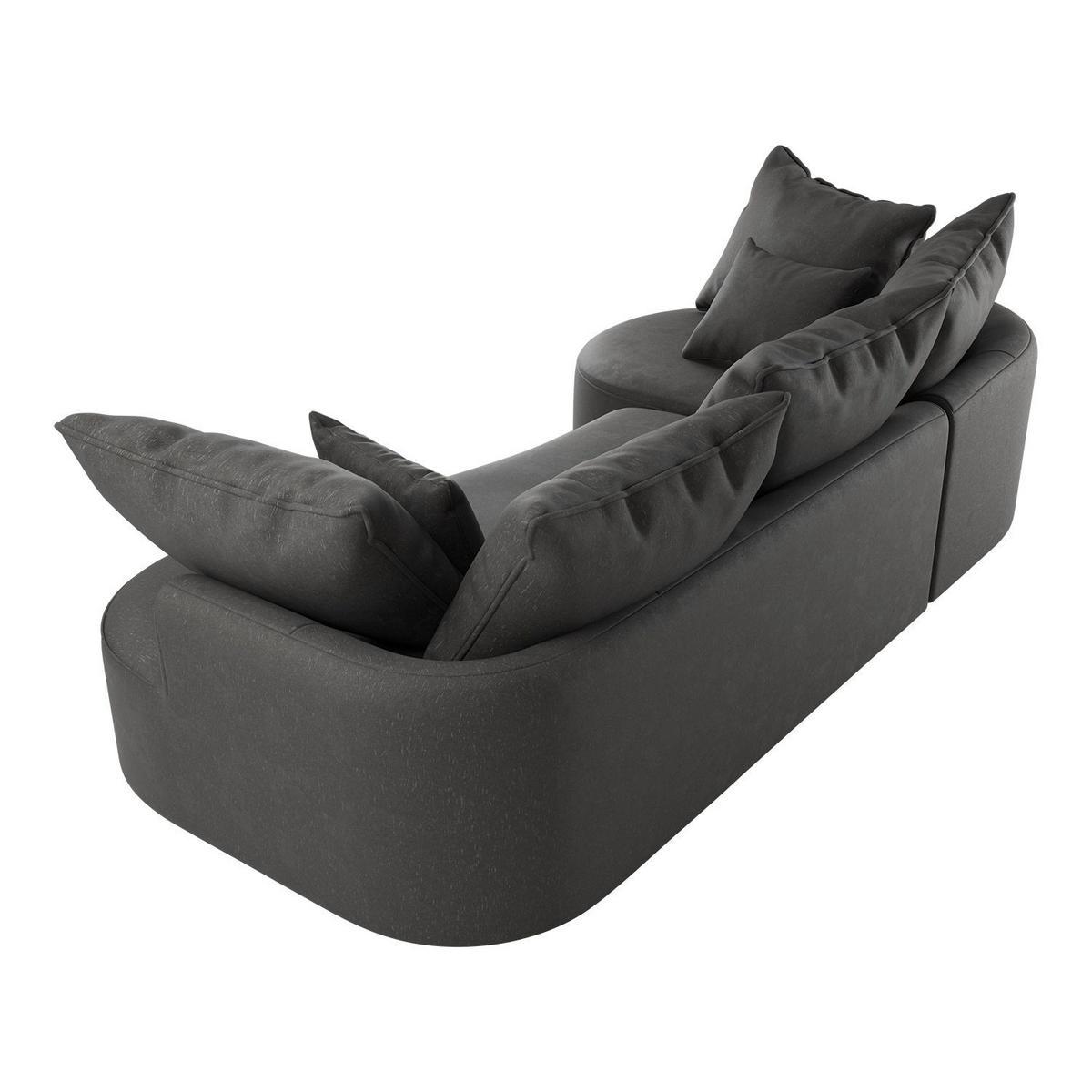 SOFA Tirano Samt Dunkelgrau mit Ottomane links - Dunkelgrau, Textil (102/300cm) - Juskys