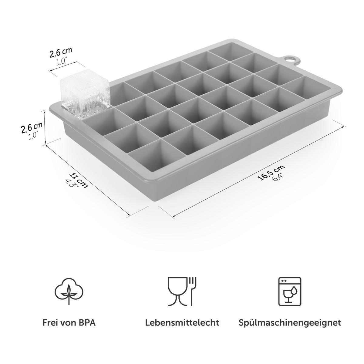 EISWÜRFELFORM Silikon, BPA-Frei, 2x24, Gelb - Gelb, Kunststoff (16.5/2.6/11cm) - Blumtal