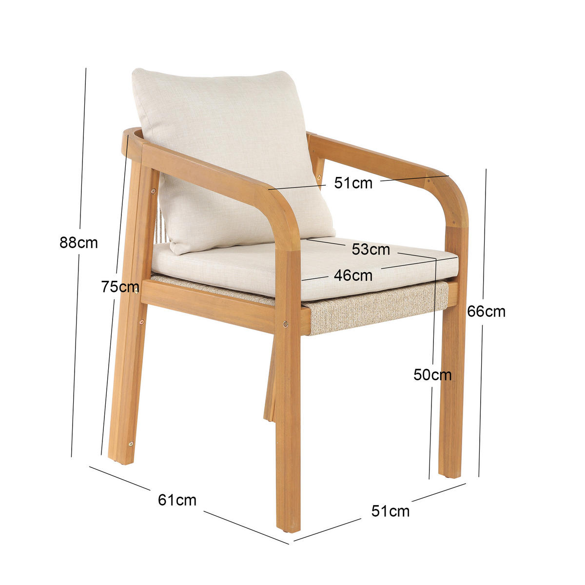 STUHL 2er-Set Massivholz Beige - Beige, Holz (51/88/61cm) - Nordlys
