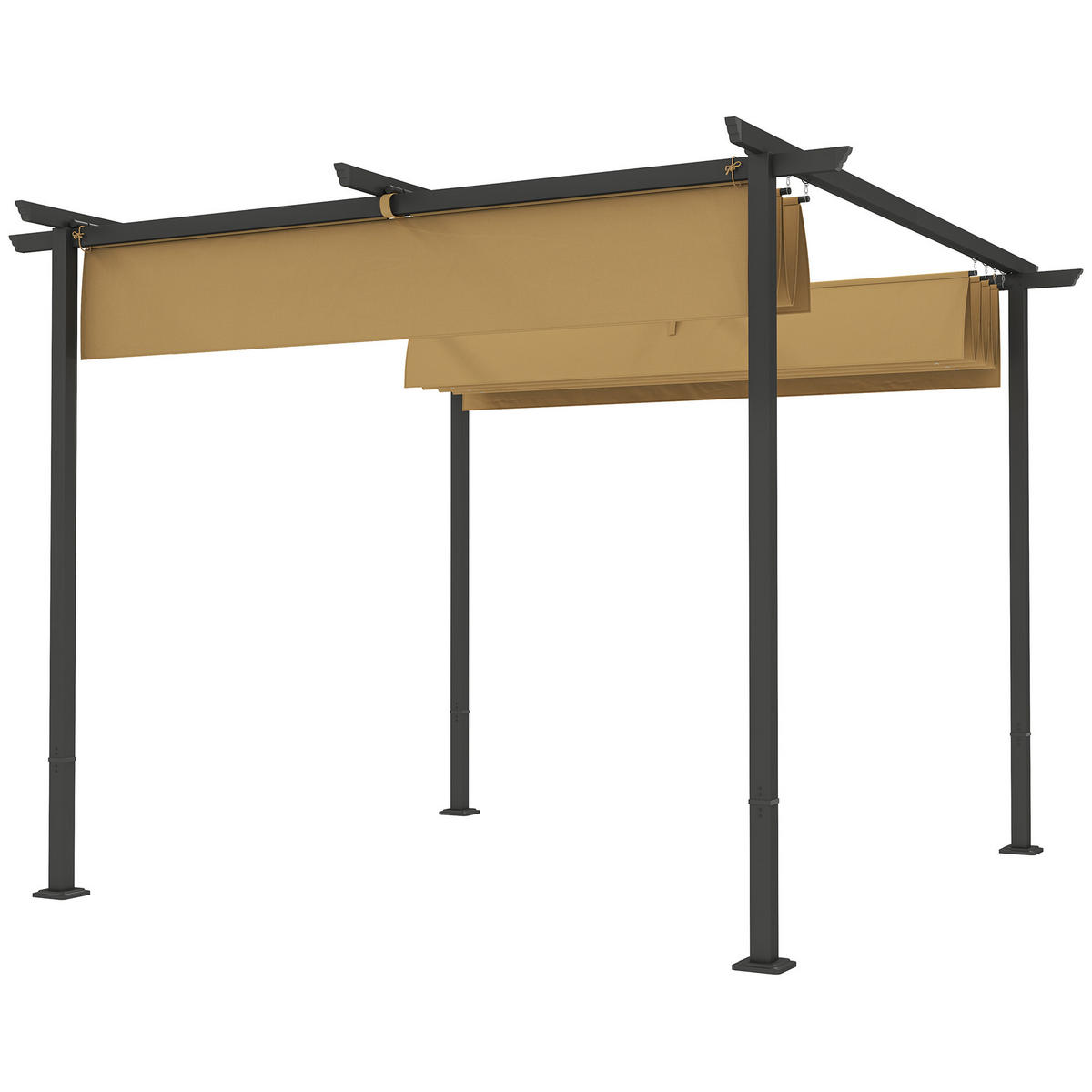 3 x 3 m Garten-Pergola mit verstellbarem Dach, Metallrahmen, UPF30+ Schutz, Sonnendach für Veranda, Terrasse, Beige - Beige, Metall (300/227/300cm)
