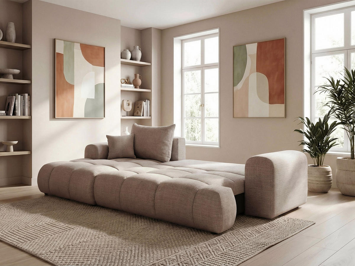 ECKSOFA MILANO mit Schlaffunktion und Bettkasten Grau-Braun - Graubraun, Holzwerkstoff/Kunststoff (250/160cm) - Idohome