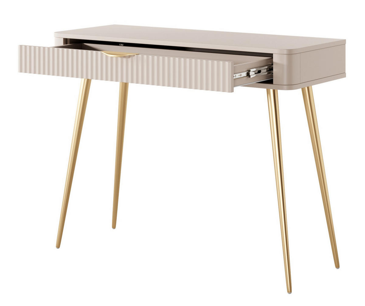 KONSOLE Beige Lena Goldene Beine - Beige, Holzwerkstoff (1/100/78cm) - Sepro Meble