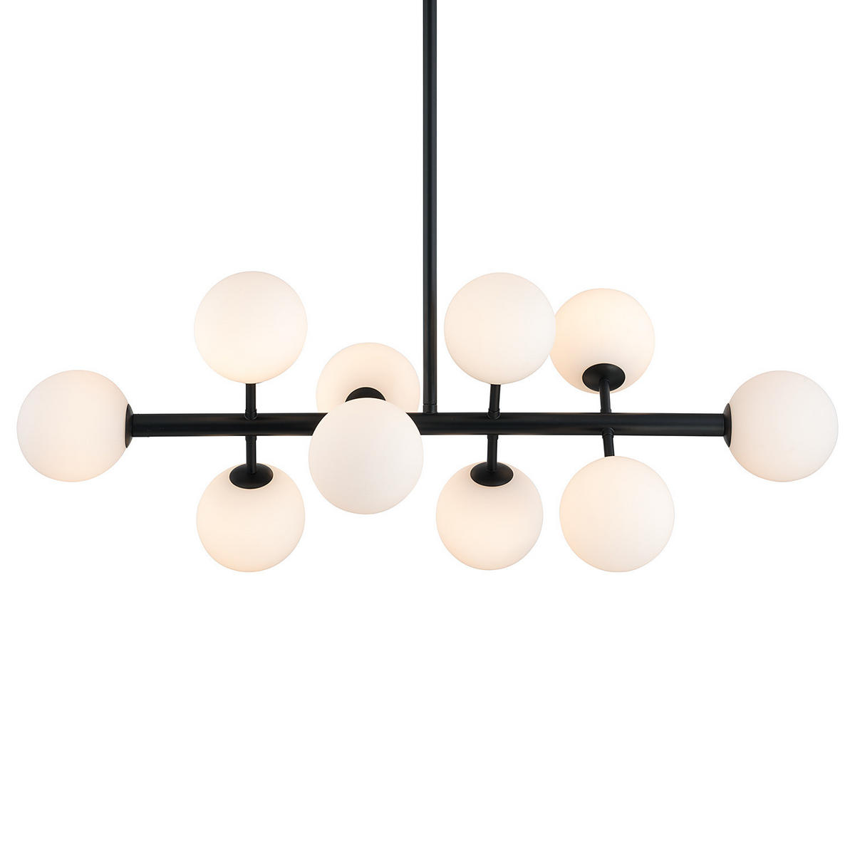 DECKENLEUCHTE 10-FLAMMIG - Glas / Metall - Transparent/Schwarz, Glas/Metall (36/88/70cm) - home24