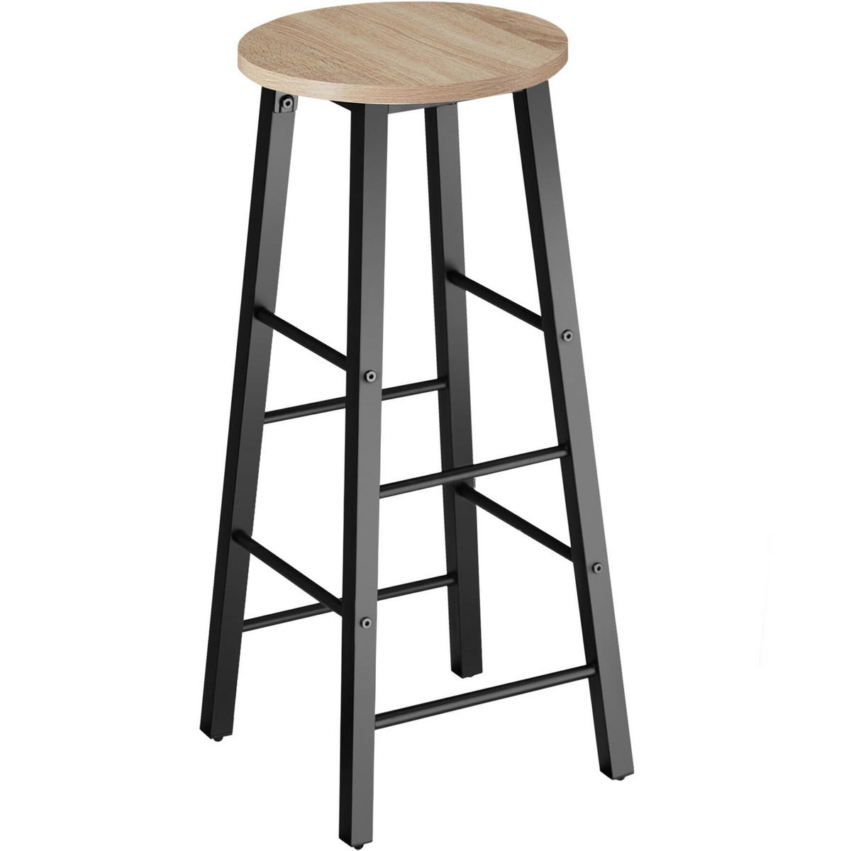 BARHOCKER 4er-Set Keynes, Industrial Style, 31 x 31 x 72,5 cm, Belastbarkeit 120 kg - Naturfarben, Holzwerkstoff/Textil (31/72.5/31cm) - tectake