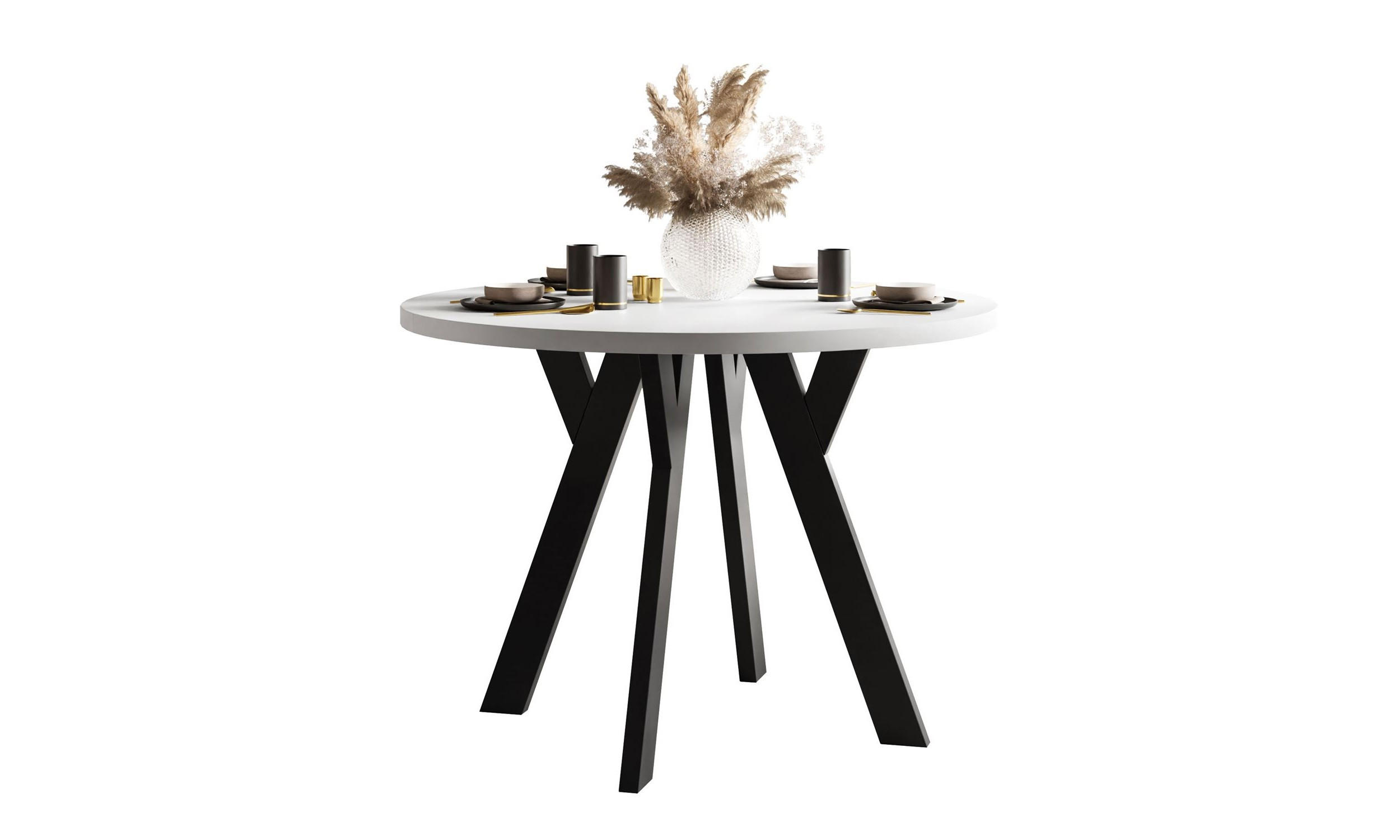 Lookway Esstisch Weiß, Schwarz 100x72.5x100 cm