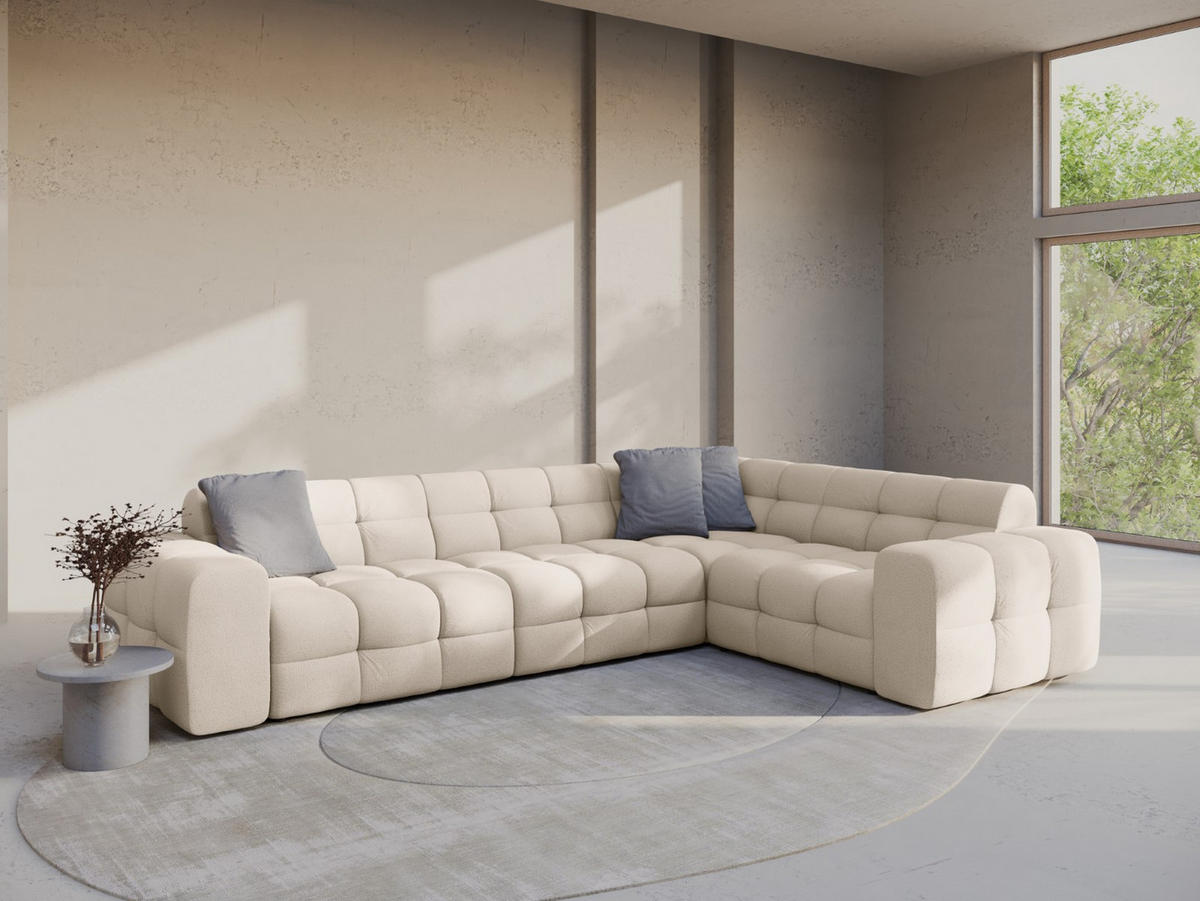 ECKSOFA rechts Kendal aus strukturiertem Stoff beige 6 Sitzplätze - Beige, Textil (231/332cm) - Micadoni