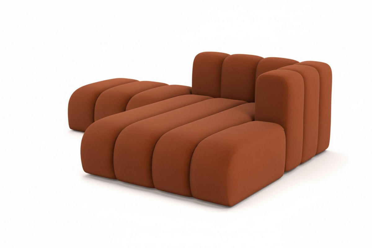 CHAISELONGUE Mit Hocker Grand, Veloursstoff Salvador, Braun, Rechts - Braun, Holz (204/179cm) - Kaiser Möbel