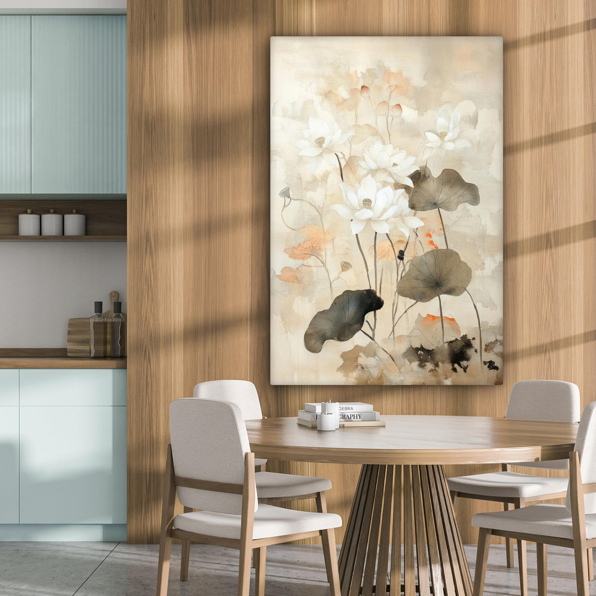 LEINWANDBILD Blumen - Japandi - Wabi sabi 80x120 cm - Sandfarben, Textil (80/120cm) - MuchoWow