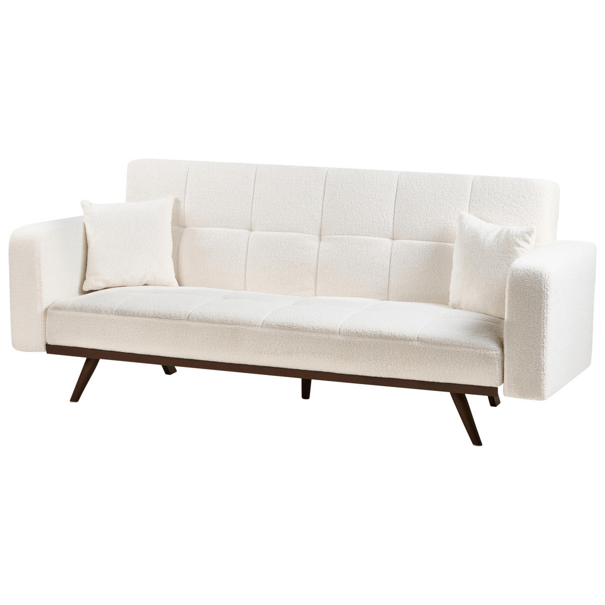 SCHLAFSOFA 3-Sitzer Bouclé Cremeweiß Hjulby - Creme, Textil (220/90/82cm) - Beliani