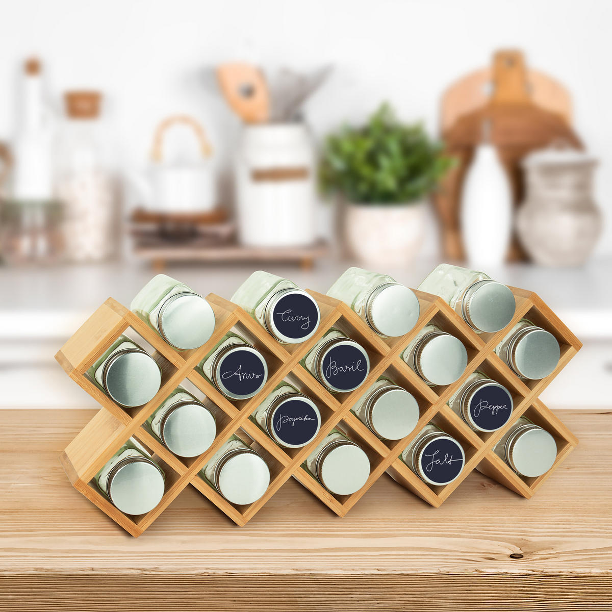 GEWÜRZREGAL - Hellbraun/Transparent, Glas/Holz (43/18/9.5cm) - Relaxdays