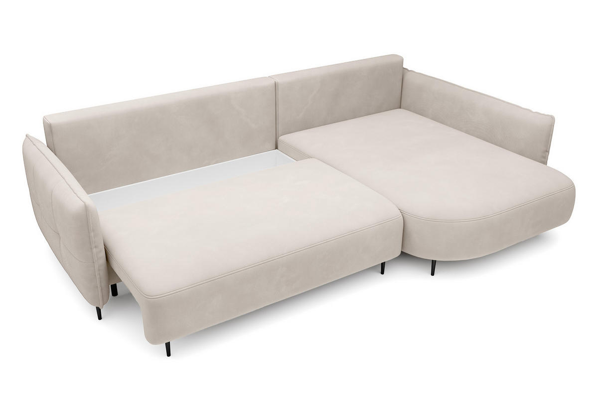 ECKSOFA Oblivio Cremeweiß Velours - Creme/Schwarz, Textil/Metall (285/200cm) - Selsey