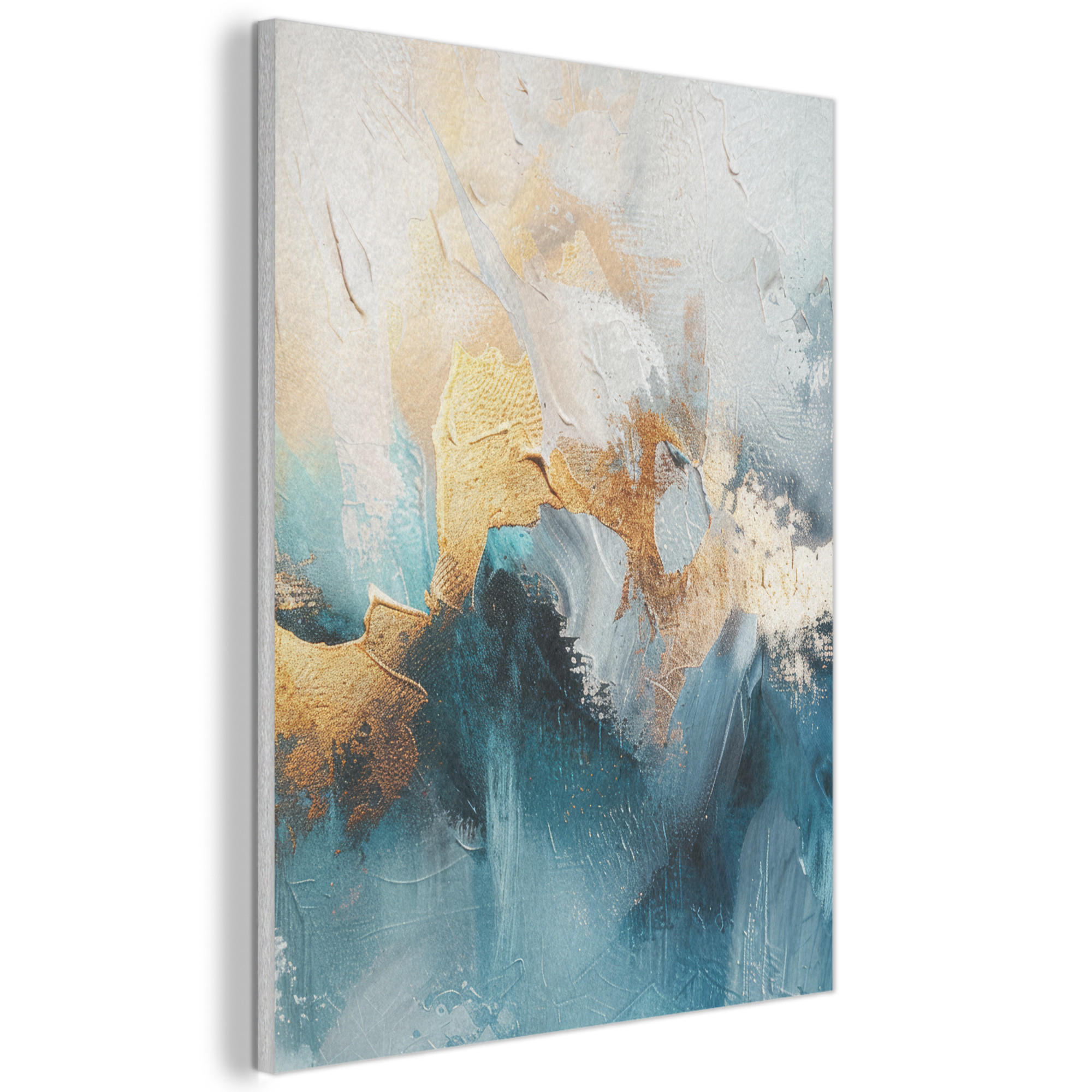 MuchoWow AKUSTICKÝ obraz Abstraktní - umění - zlatá - modrá 70x100 cm