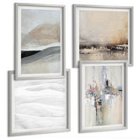 BILDER SET 4er Set - 50x50 cm & 40x60 cm Silberner Rahmen - Abstrakte Erdmuster - Silberfarben, Kunststoff (50/50cm) - TULUP