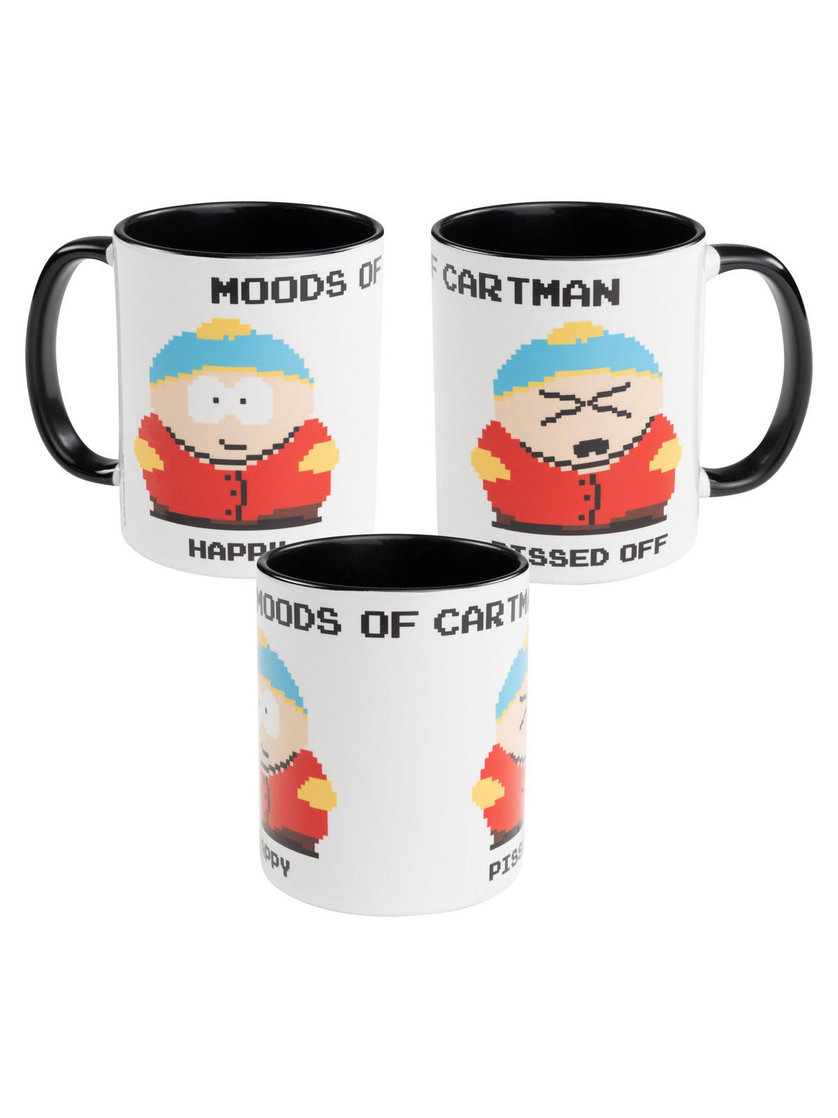 KAFFEEBECHER South Park Moods of Cartman Weiß/Schwarz 320 ml - Multicolor, Keramik (0.32L) - United Labels