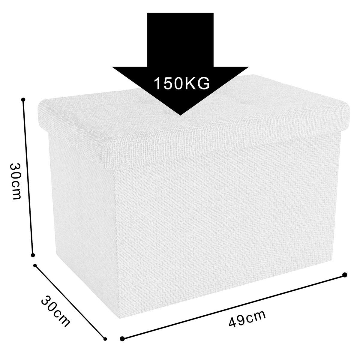 SITZBOX Faltbar mit Stauraum 49/30/30 cm (Weiß) - Weiß, Textil (30/30/49cm) - Intirilife