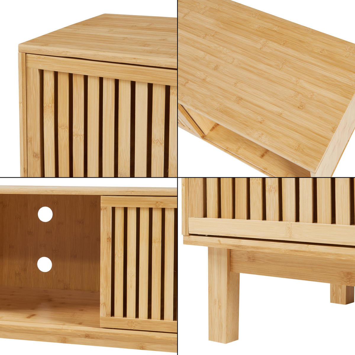 FERNSEHSCHRANK Ypäjä - Naturfarben, Holz (42/50/150cm) - [en.casa]
