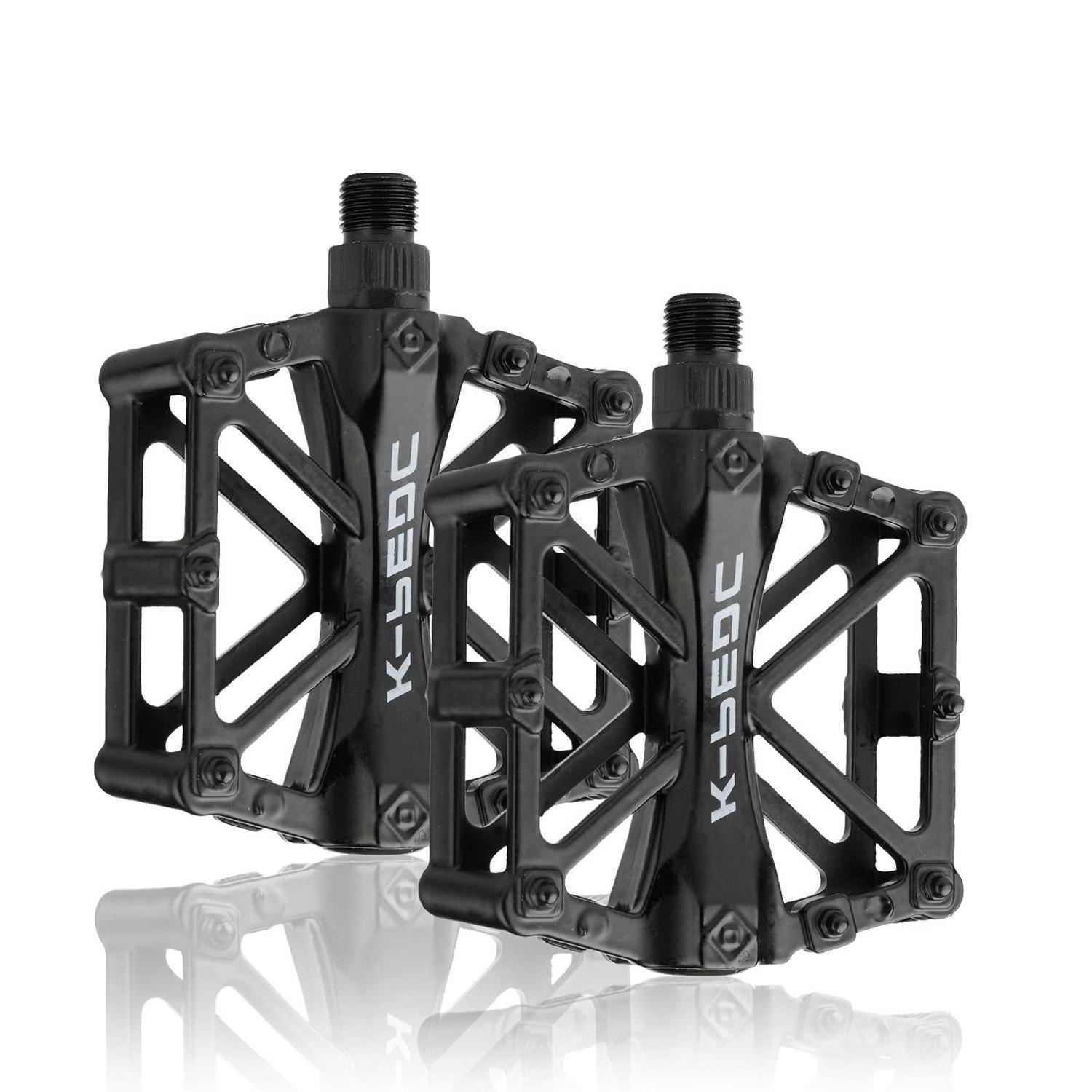 FAHRRAD Pedale Aluminium MTB/BMX mit Anti-Rutsch-Pins - Schwarz, Metall (9.2/2.7/9.8cm)
